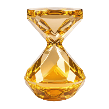 Golden Hourglass Crystal Time Concept on transparent background. png