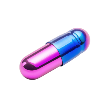 Purple and Blue Metallic Capsule Pill on transparent background. png