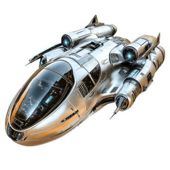 Futuristic Spaceship in Space Sci Fi on transparent background. png