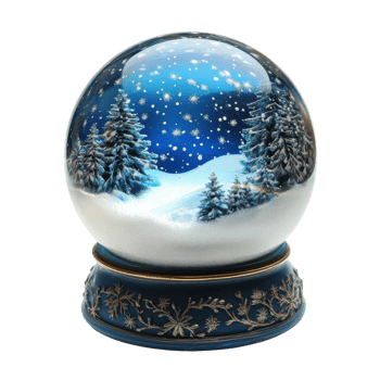 Serene Winter Snow Globe Scene on transparent background. png