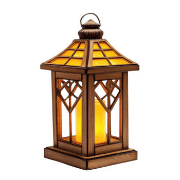 Isolated Wooden Lantern with Warm Light on transparent background. png