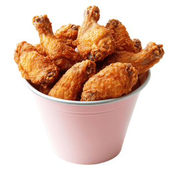 Delicious Fried Chicken Wings in Bucket on transparent background. png