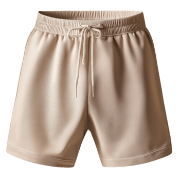 Beige Athletic Shorts Drawstring Waistband on transparent background. png