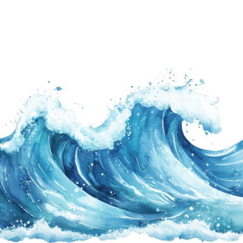Cute Watercolor Ocean Wave Nursery Clipart on transparent background. png