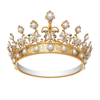 Ornate Golden Crown Adorned Sparkling Pearls Gemses png