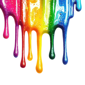 Vibrant Rainbow Slime Dripping on transparent background. png
