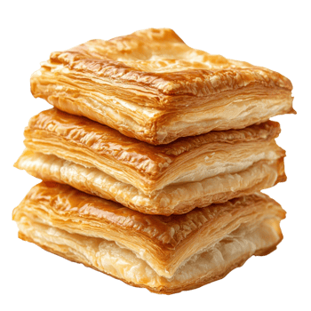 Golden Puff Pastry Cookies Dessert on transparent background. png