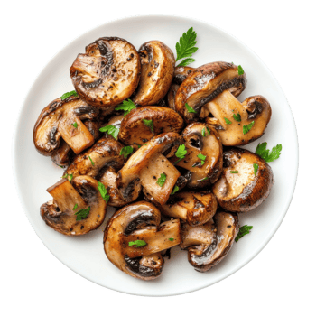 Delicious Grilled Mushrooms Gourmet Meal on transparent background. png