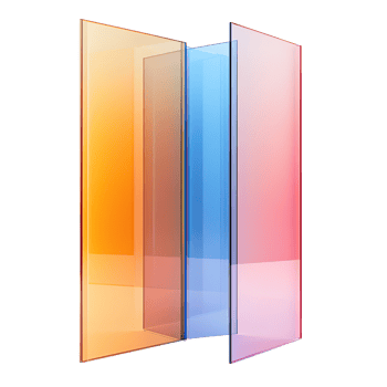 3D Transparent Glass Panel With Three Colors On Transparent Background png