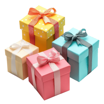 Festive Gift Boxes with Bows Holiday on transparent background. png