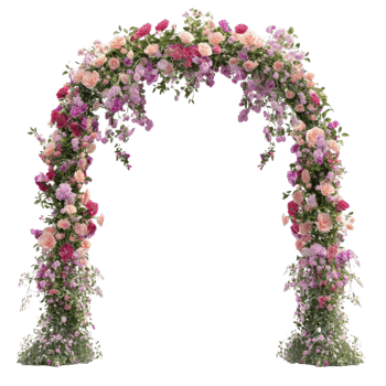 Elegant Wedding Floral Arch Design on transparent background. png