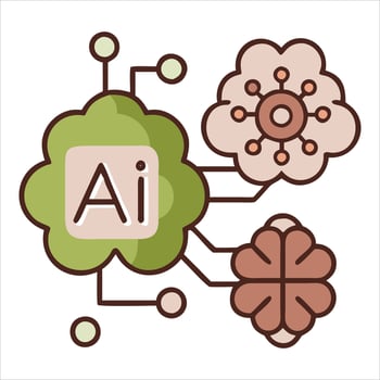 Ai technology and brain icon illustration vector
