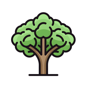 Green Tree Lineal Color Icon On Transparent Background png