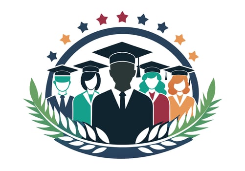 Group of Graduates Connected in a Network vector