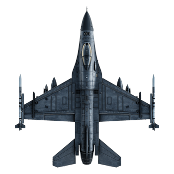 TopDown View of a Modern Military Fighter Jet Armed with Missiles png