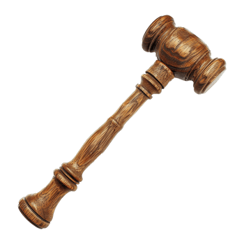 A finely crafted wooden gavel auction hammer for sales judge court ceremony png