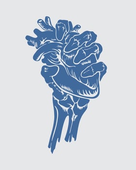 skull hand heart wrenching illustration clip art tattoo style ink silhouette streetwear t shirt design element sticker print art editable vector