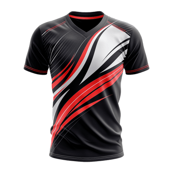 Stylish Black and Red VNeck Short Sleeve Sports Jersey Design for Athletes png