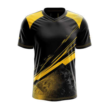Black and Gold Esports Jersey Design Sublimation Print VNeck Short Sleeve Shirt Uniform png