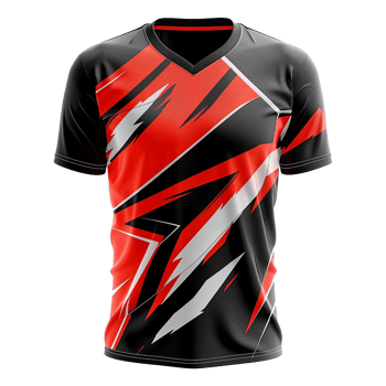 Red and Black Abstract Design VNeck Short Sleeve Sports Jersey Mockup png