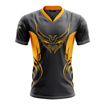 Black and Gold Esports Jersey Design with Fierce Winged Beast Logo png