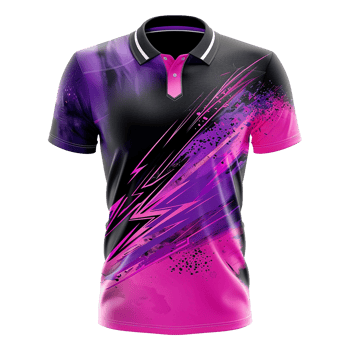 Sublime Pink and Purple Abstract Design Sport Polo Shirt for Men png