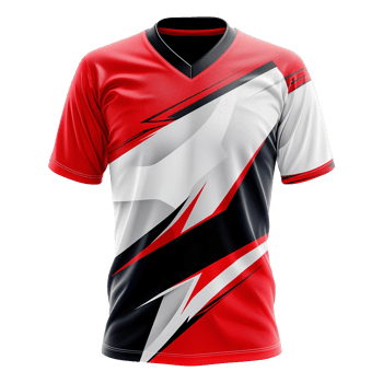 Red and Black VNeck Short Sleeve Sublimation Sports Jersey Design Template png