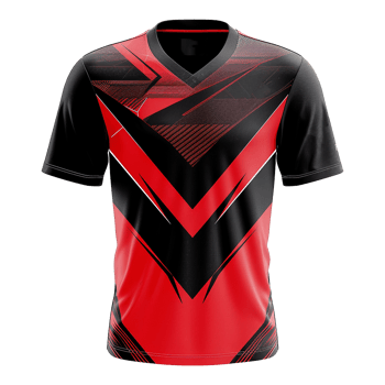 Red and Black VNeck Sports Jersey Design Mockup Sublimation Print TShirt Template png