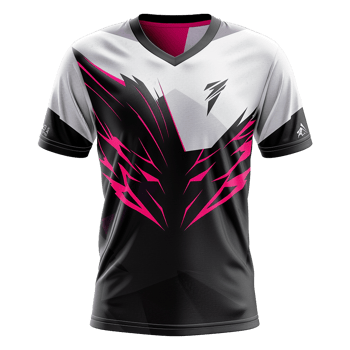 Stylish Black and Pink VNeck Gaming Jersey Sublimation Design Esports Apparel png