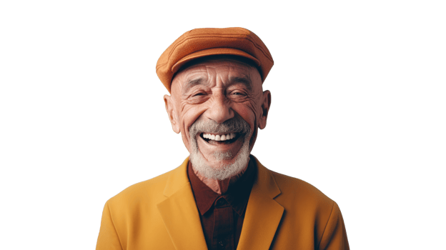 Happy Senior Man on the Transparent Background png