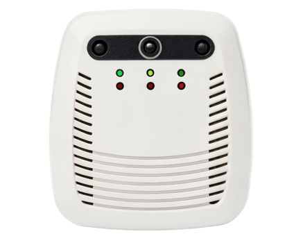 Compact air quality monitor with LED indicators on a transparent background png