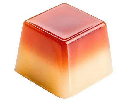Square caramel candy with layers of color on a transparent background png
