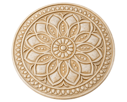Decorative rosette medallion for furniture decor on a transparent background png