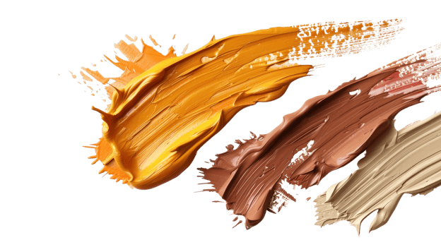 Vibrant Smears of Yellow, Orange, Brown, and Beige Paint for Creative Artistic Background or Design Projects png