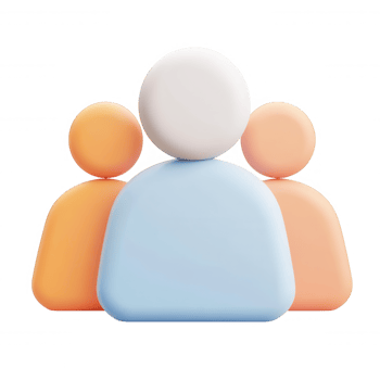 Vibrant 3d user icons representing together, clustering collaborative team spirit against transparent background png