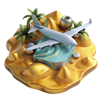 extraordinary rustic Airplane Flying Over Tropical Island Isolated for Paradise Vacation high quality png