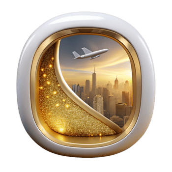wonderful rustic Airplane Window View of City Skyline Cutout for Urban Travel premium png