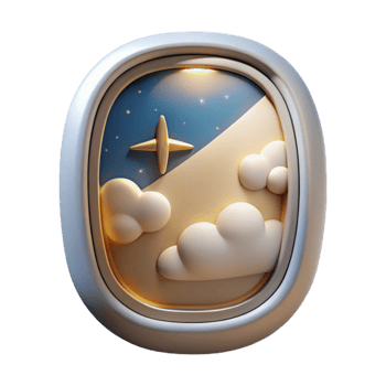 elegant classic Airplane Window View of City Skyline Cutout for Urban Travel professional png