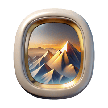 elegant classic Airplane Window View of City Skyline Cutout for Urban Travel exclusive png