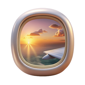 beautiful artistic Airplane Window View of City Skyline Cutout for Urban Travel exclusive png