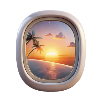 wonderful contemporary Airplane Window View of City Skyline Cutout for Urban Travel premium png