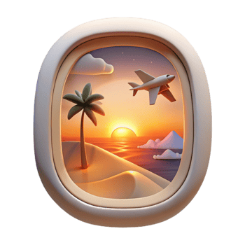 vibrant artistic Airplane Window View of City Skyline Cutout for Urban Travel exclusive png