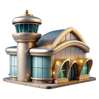 serene vintage Airport Terminal Building Modern Isolated png