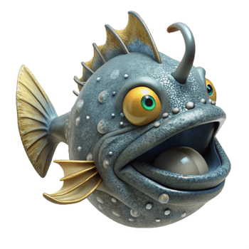 dramatic artistic Anglerfish Isolated Cutout for Deep Sea Creatures detailed png