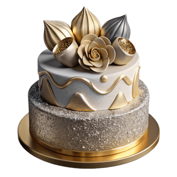 beautiful traditional Anniversary Celebration Cake with Topper Isolated premium png