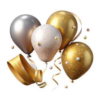 elegant rustic Anniversary Celebration Streamers and Balloons Cutout premium png
