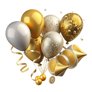 wonderful artistic Anniversary Celebration Streamers and Balloons Cutout high quality png