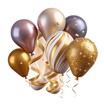 magnificent vintage Anniversary Celebration Streamers and Balloons Cutout genuine png