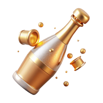 beautiful classic Anniversary Champagne Bottle with Cork Popping Transparent genuine png