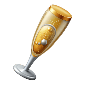 extraordinary vintage Anniversary Champagne Flute with Bubbles Transparent authentic png